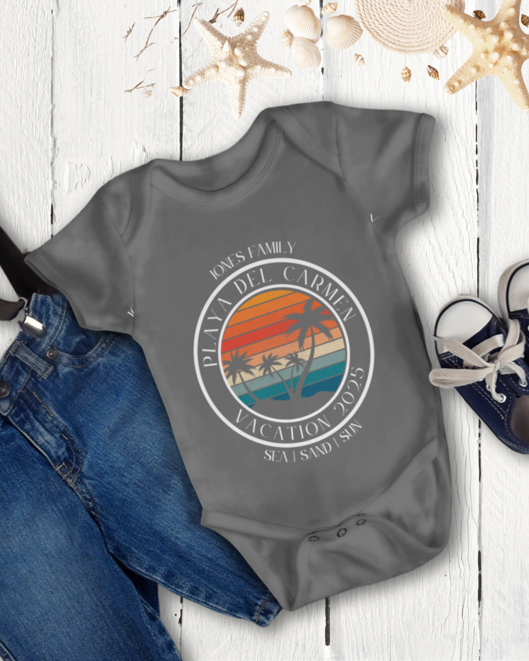 Infant Baby "Tropical Vacation" Custom Onesie | Personalized Unisex Bodysuit